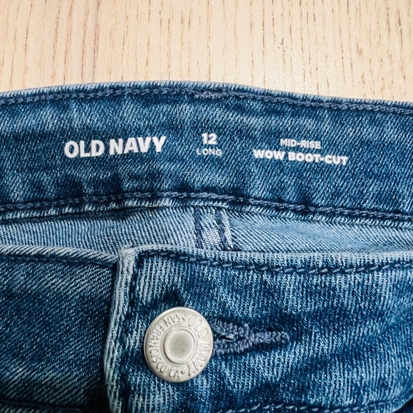 Old Navy Jeans Womens 12 Tall long Blue Mid-Rise Wow Boot-Cut Stretch Denim - Picture 2 of 12